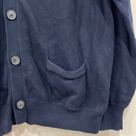 J. Crew Cotton Cardigann Pockets vneck in Navy Blue size Large - Picture 6 of 10
